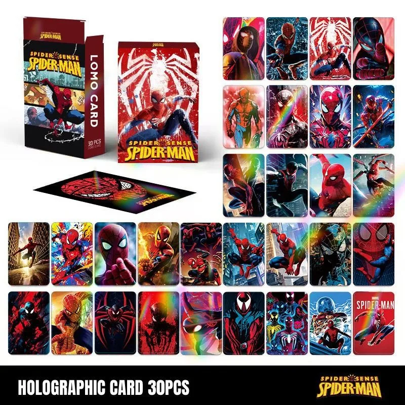 30 Spider-Man laser flash card cartoon animation game secondary peripheral small cards new self-printed collection cards.