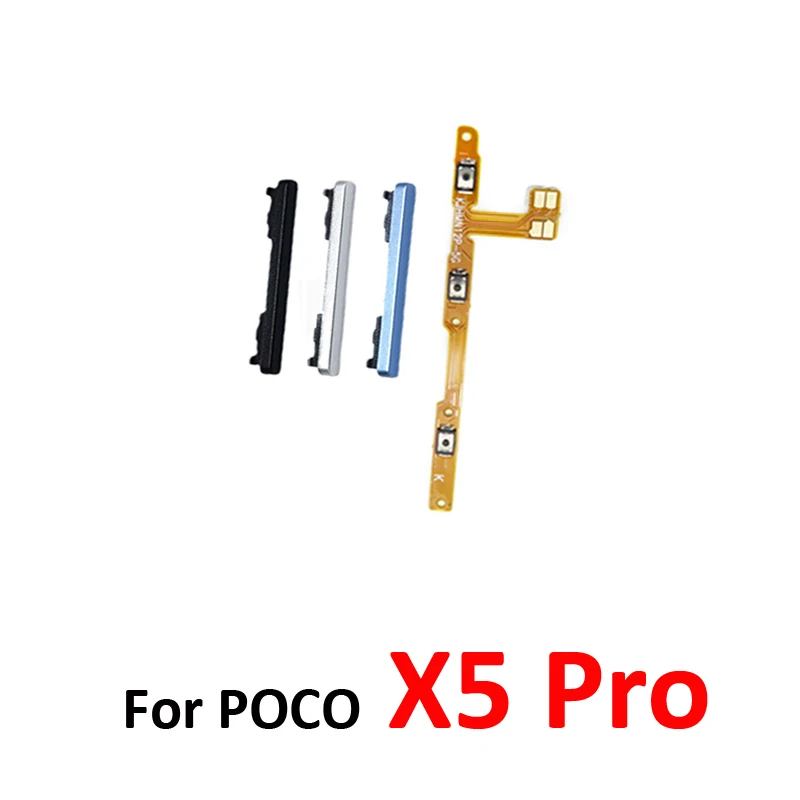 For Xiaomi Poco Pocophone X5 Pro New Volume Button Up Down Side Key Internal On Off Power Control Flex Cable Repair Parts