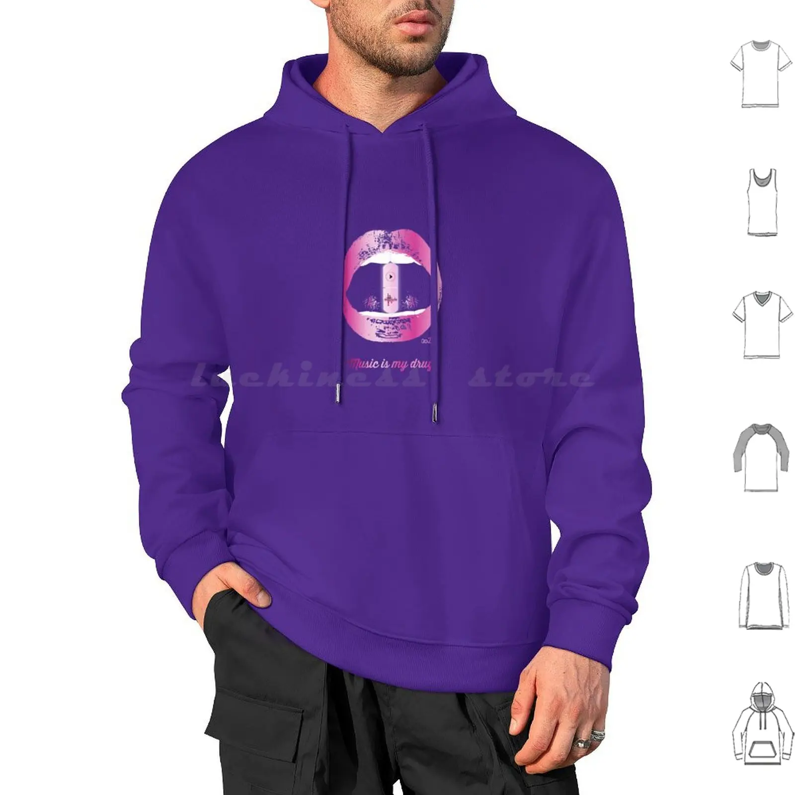 Music Is My Drug Pink Hoodie cotton Long Sleeve Music Mix Remix Night Musica Musique Sound Club Clubbing Clubber Dance