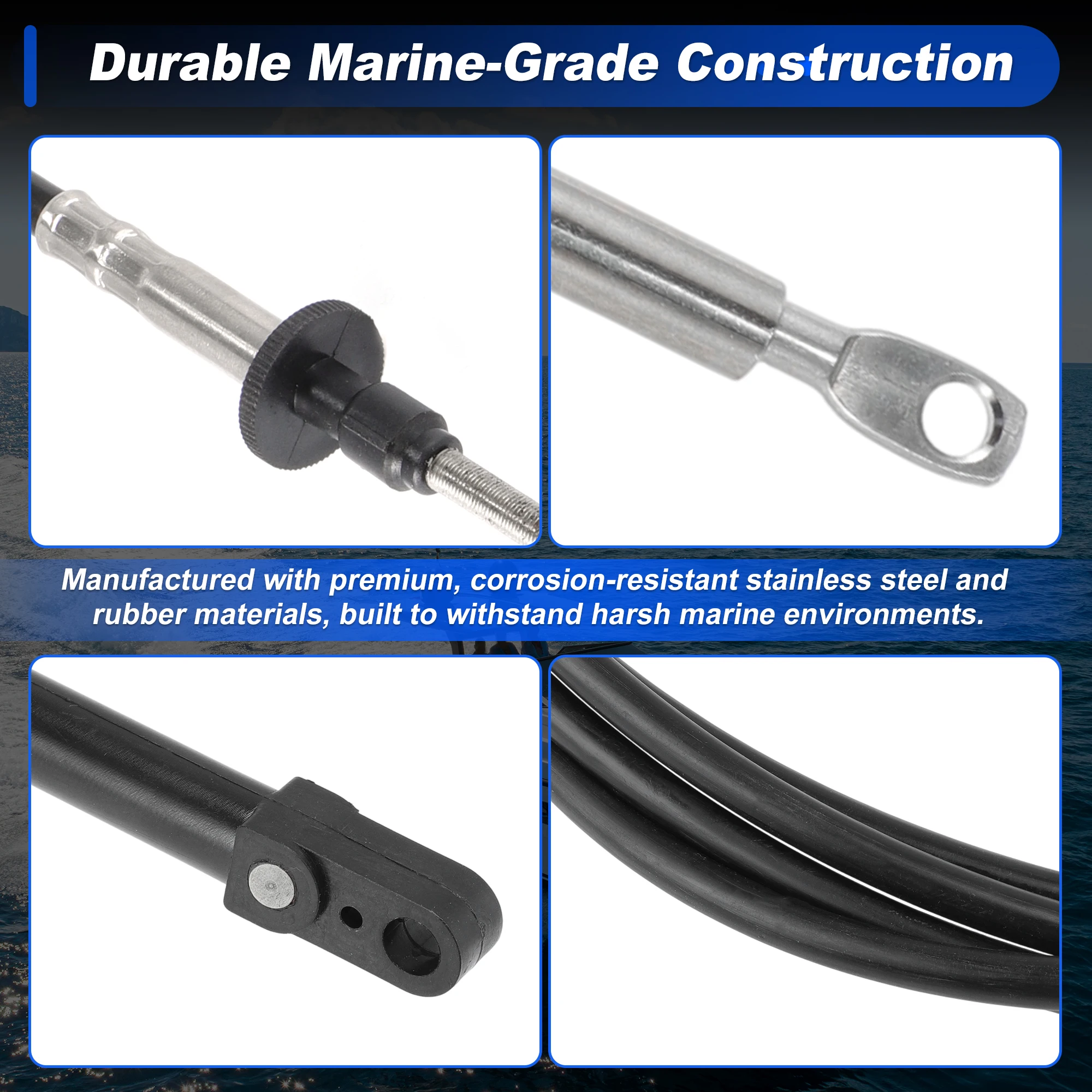 Motoforti 2pcs 12FT 15FT Marine Outboard Throttle Shift Control Cable for Johnson Evinrude OMC BRP Ficht Engine 1979-2026 image 5