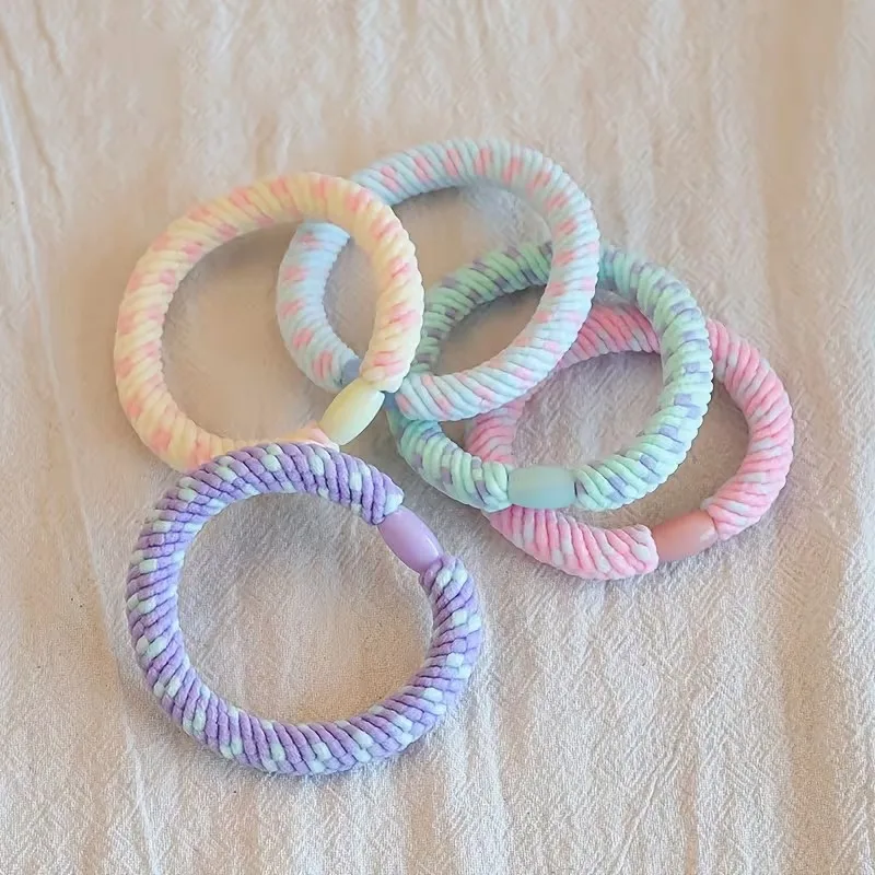 5-12Pcs Pastel Gradient Fluffy Hair Tie Candy Color Twisted Elastic Hair Rope Soft Ponytail Holder Women Sweet Hair Accessories