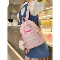 Mochila con bordado Floral para niñas, con nombre personalizado bolso de mano, informal, regalo único