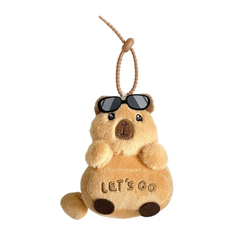 Kawaii Plush Capybara Keychain Flocking Animal Pendant Phone Lanyard Hanging Keycord Charm Key Chains DIY Accessories Girl Gifts