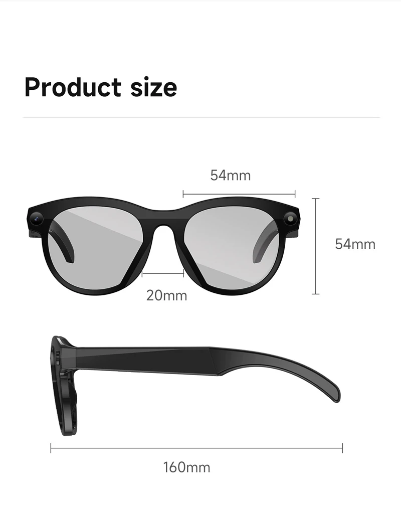 Lenovo Smart AI Glasses 1200MP 8K HD Color Changing Chat Translate Camera Bluetooth Call Voice Assistant Music Control Glasses view 6