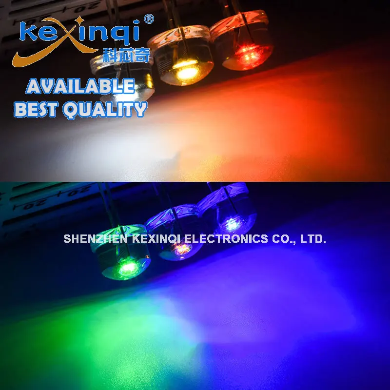 50PCS F8 8MM White Blue Green Red Yellow LED Super Bright Straw Hat Light Emitting Diode Highlighted White 0.5W Astigmatism