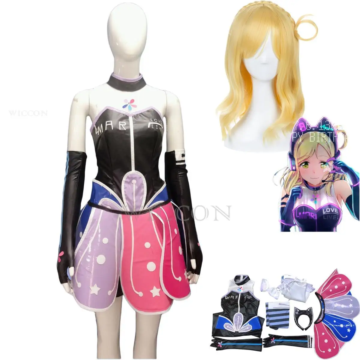 Anime LoveLive!Sunshine!! Aqours Ohara Mari Cosplay Costume Mary O\'Hara Guilty Kiss Wig Dress Woman Sexy Halloween Party Suit