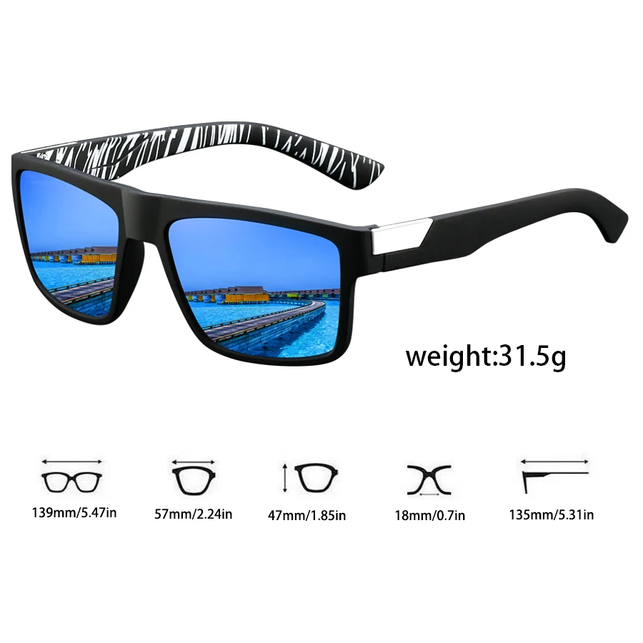 Fashion Classic Square UV400 Sunglasses Men Women Driving Fishing  Colorful Trendy Lightweight Outdoor Goggles