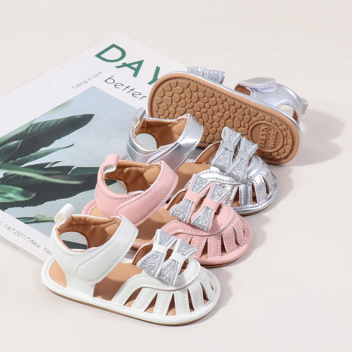

2025 Spring And Autumn Baby Girls First Walking Indoor Outdoor Toddler Shoes For 0-18M Baby Princess Sandal PU Leather TPR Sole