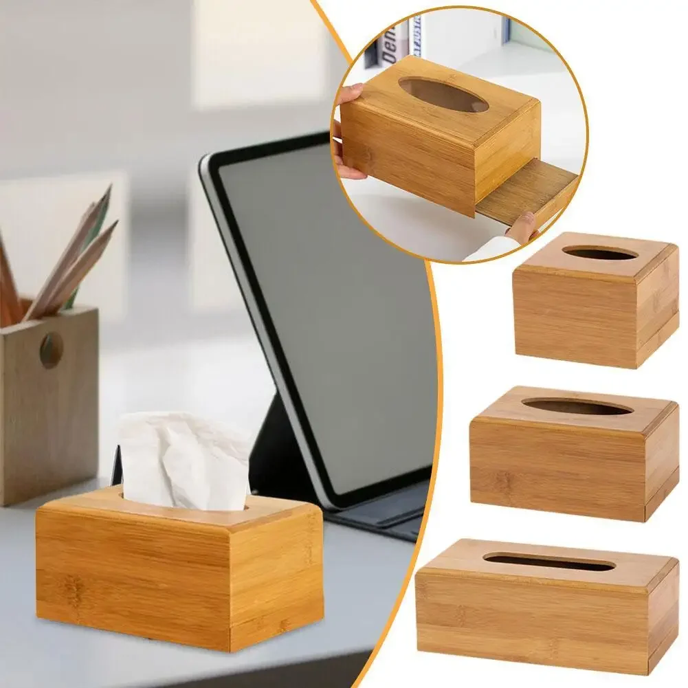 Bamboo and Wood Tissue Box Advertising Paper Drawing Home Storage Box Restaurant Paper Drawing Box Home Storage