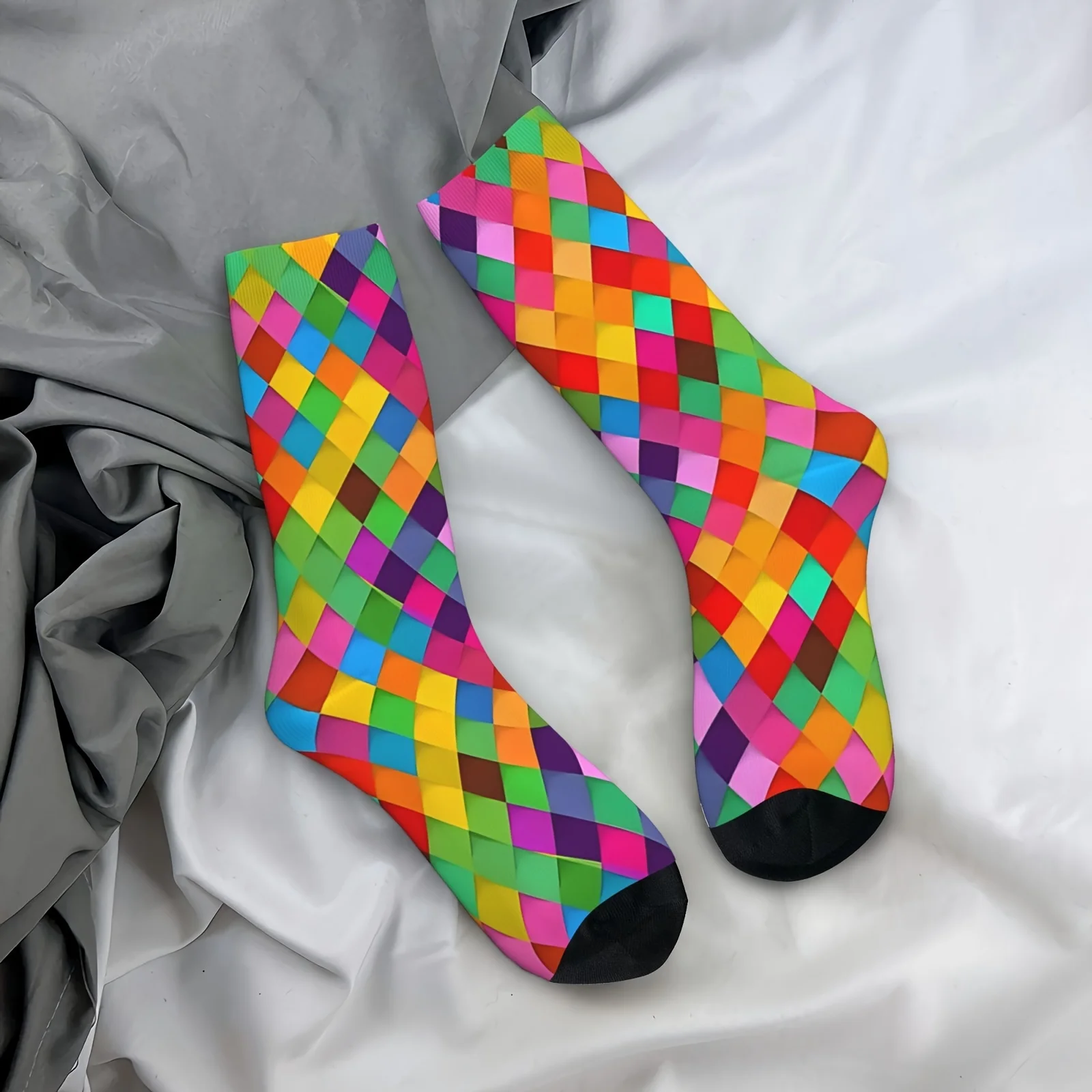 1 Pair Funny Crazy Compression Birds of Prey Colorful Diamonds Sock for Men Hip Hop Harajuku Happy Quality Pattern Printed Boys