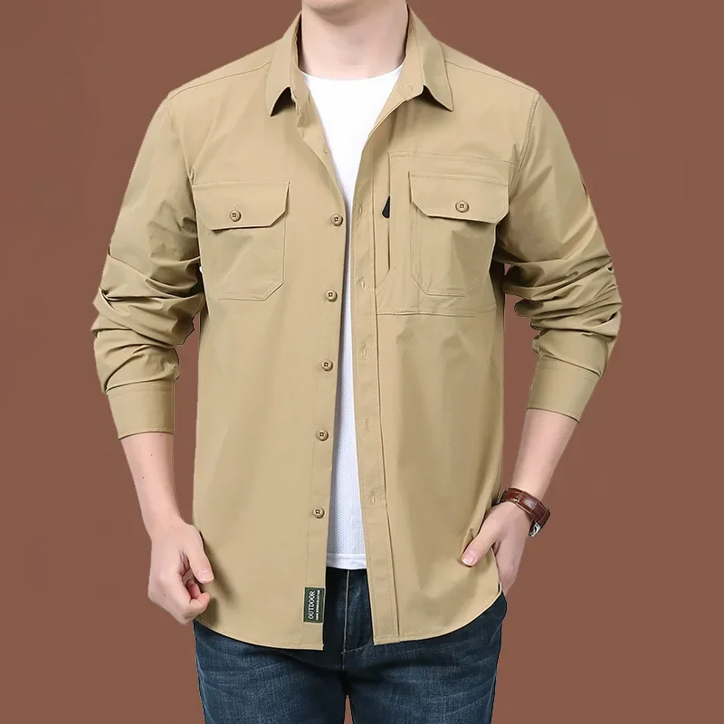 

Мужские тактические рубашки весна 2026: дышащие, с длинным рукавом, множеством карманов, для работы, боевых действий, быстросохнущие, для кемпинга