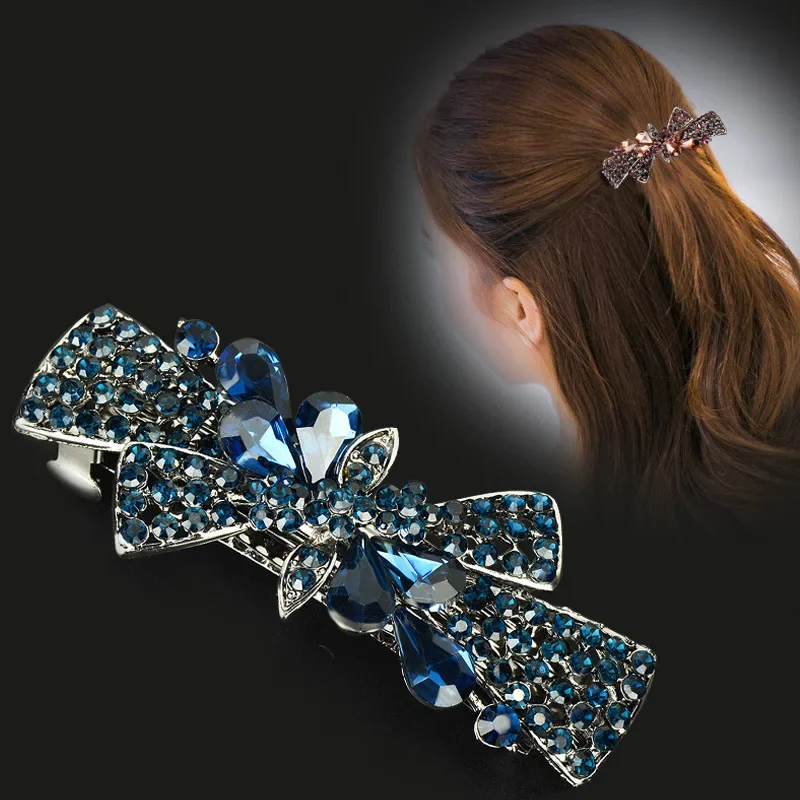 Colorful Crystal Spring Hair Clip Women Diamond Ponytail Holder Hairpin Non-slip Claw Korean Fashion Claw Grip Clamp Accessories