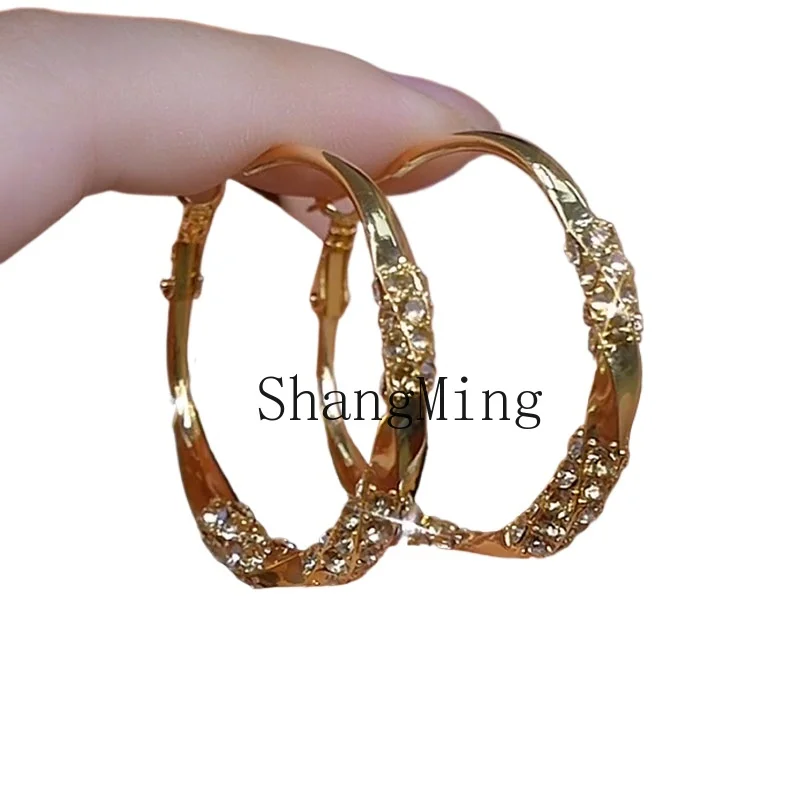 

LXY High-end Diamond Earrings Women's Fashion Temperament Circle Earrings Light Luxury Earrings