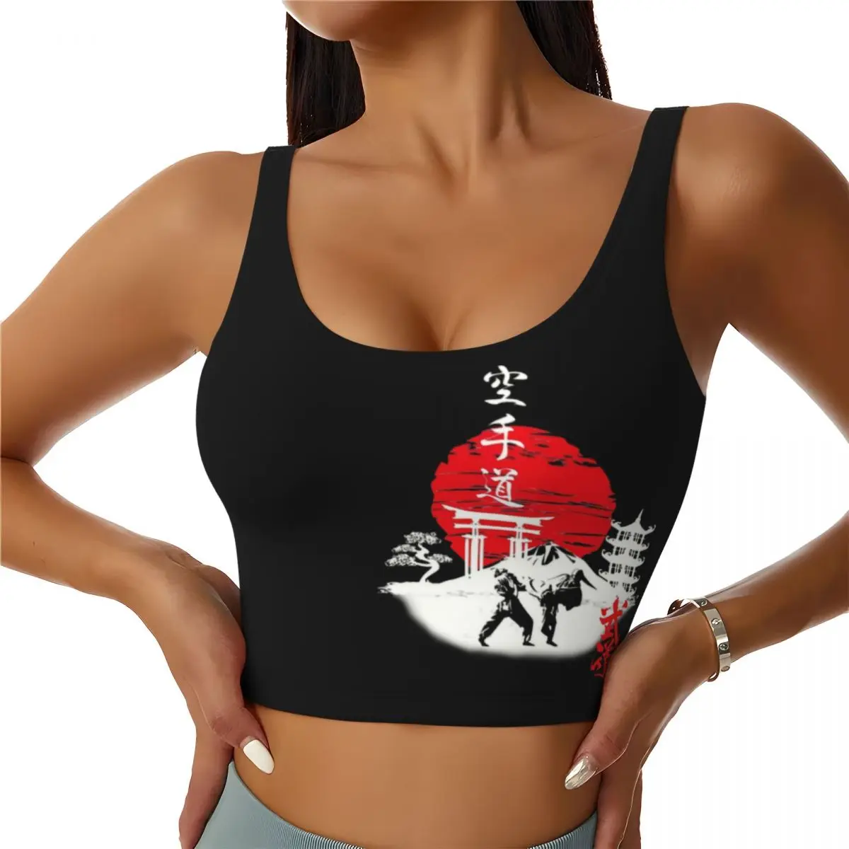 Custom Budo Soul Karate Spirit Workout Crop Tank Tops for Women Seamless Martial Arts Running Yoga Sports Bras