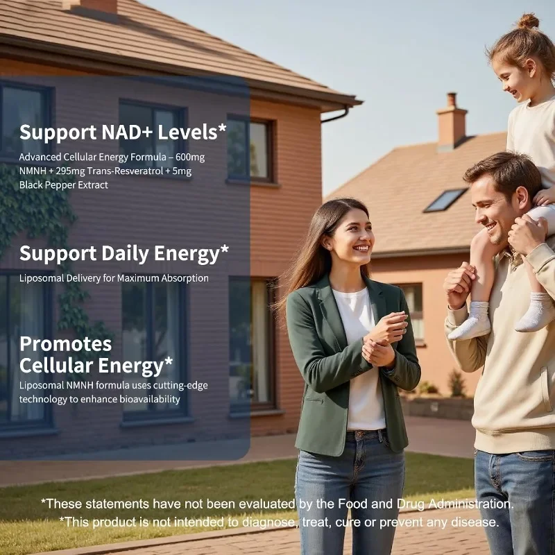 600mg NAD and Resveratrol Complex for Cellular Energy Health Aging and Metabolic Support, 60 Capsules