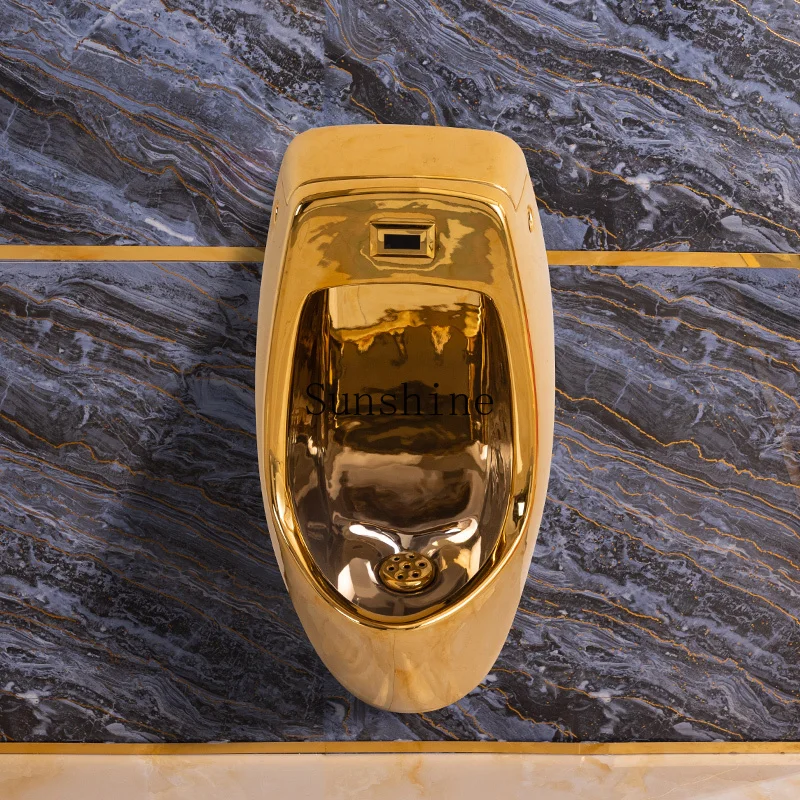 

Золотой мужской настенный локальный тиран, золотой писсуар, интегрированный интеллектуальный автоматический смыв