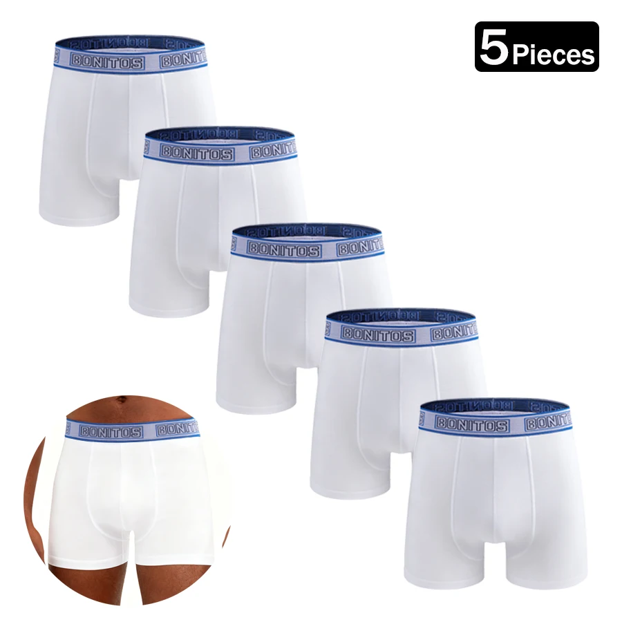 

5 Pieces 100%Cotton Men's Underpants White Shorts New Boxers For Man Underwear Boxer Briefs Breathable Solid Color Men Panties