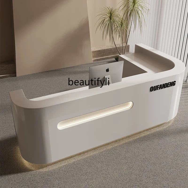 new Customized curved bar corner cashier shop front desk hotel beauty salon reception desk ss 14