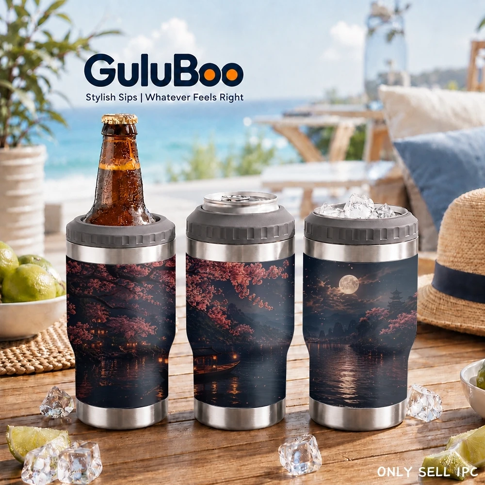 Japanese-style night scene Vacuum Flasks 4-in-1 Versatile Cooler: One Cup, Total Freedom from Brews to Beer