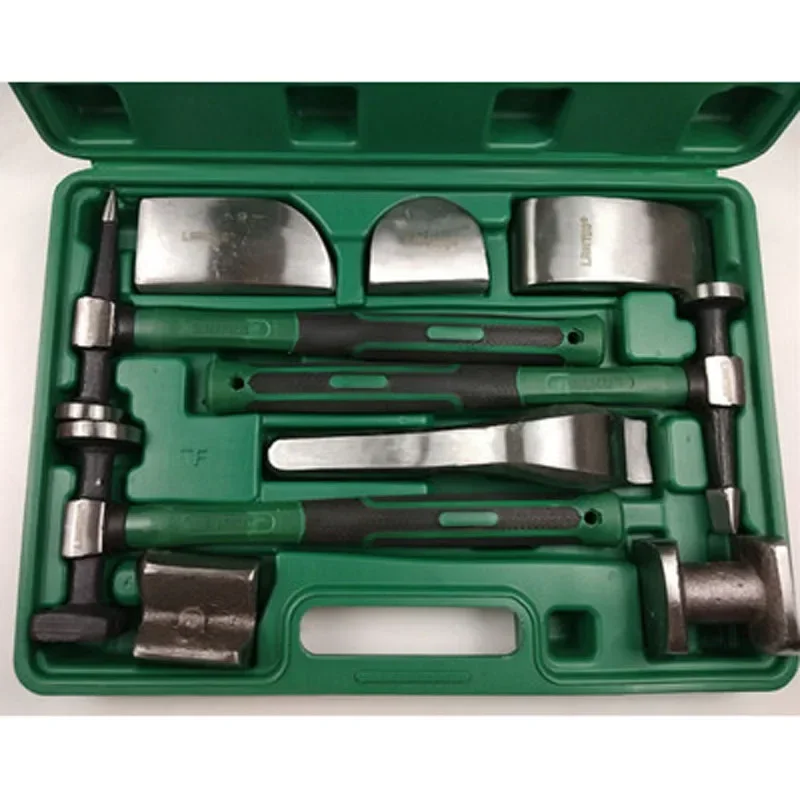 9PCS Set Sheet Metal Concave Repair Tools Auto  Hammer  Flat Head   Tool Horn Car Dent  Tool.