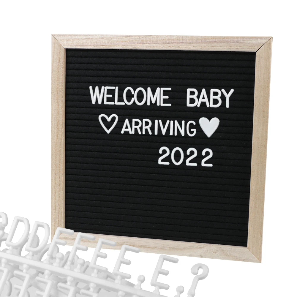 Felt Letter Board 10x10 Inch Oak Wood Message Boards Wall Decoration Home Decor Convey Information Corkboard 460 Letters