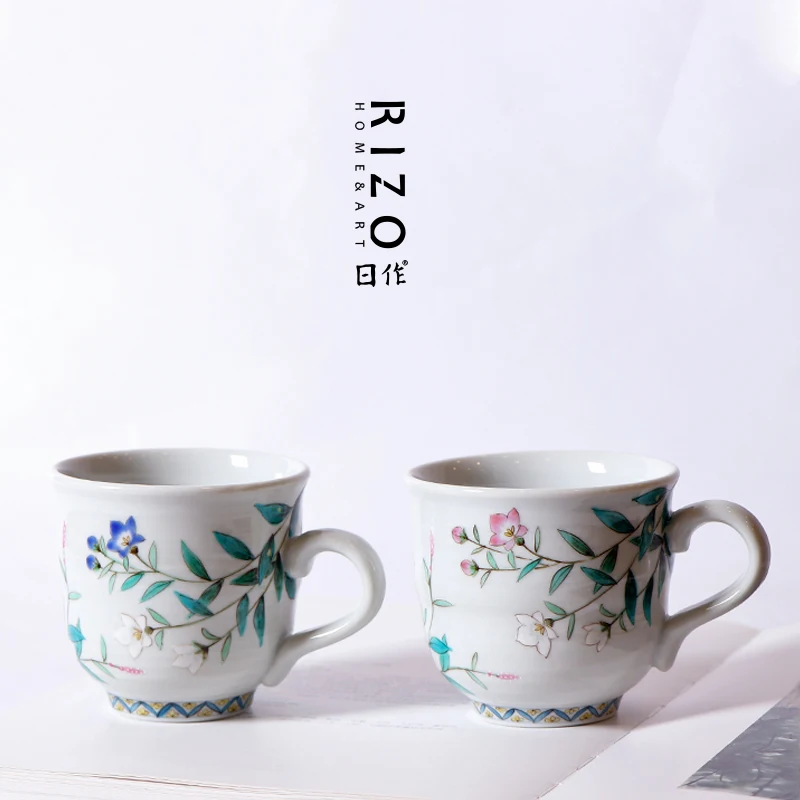 Japanese Nine Valley Ceramic Tea Cup Wer Pattern Makeup Water Pair