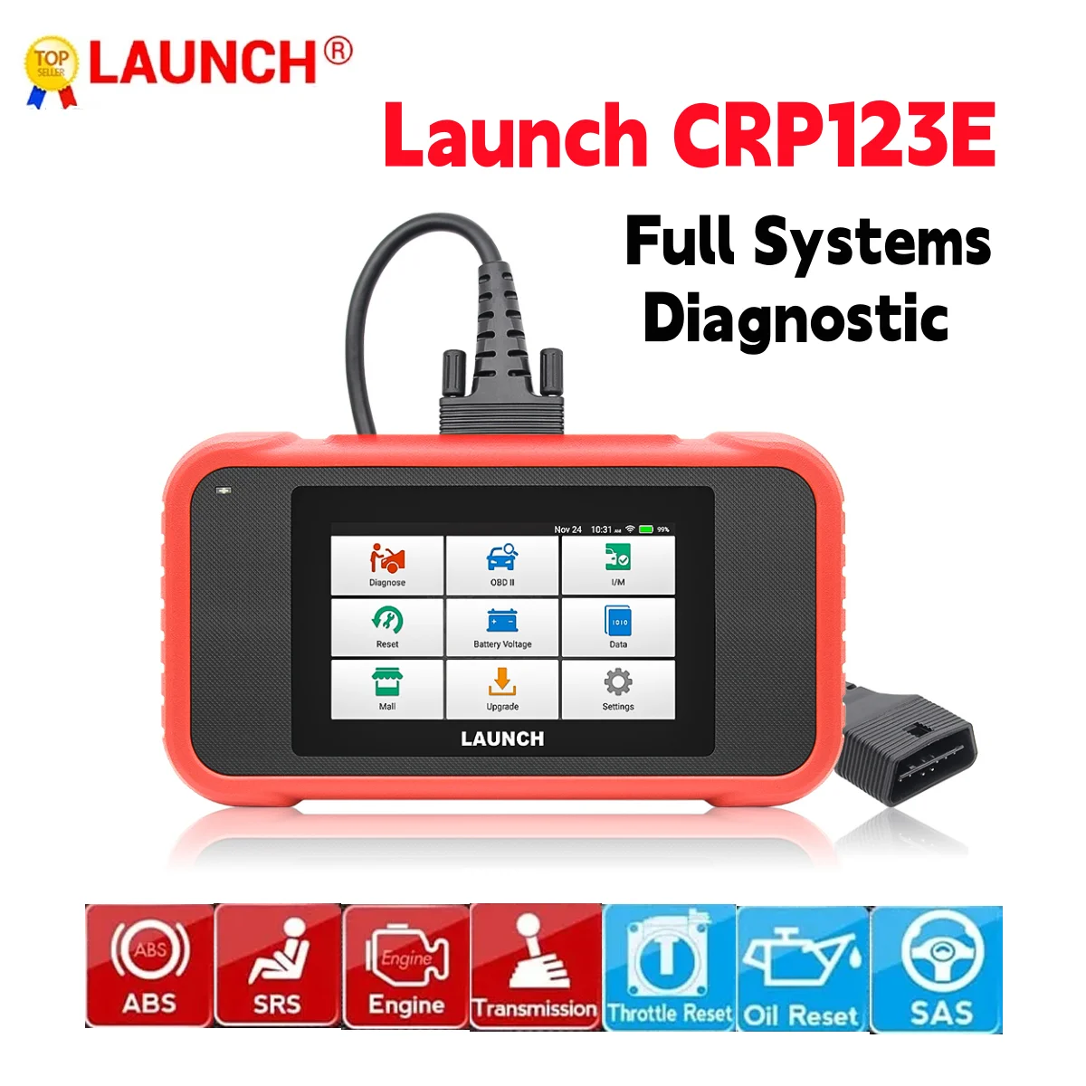 Launch X431 CRP123E OBD2 Scanner ENG ABS Airbag SRS AT Creader 123E Diagnostic Tool OBDII EOBD Code Reader Lifetime Free Update