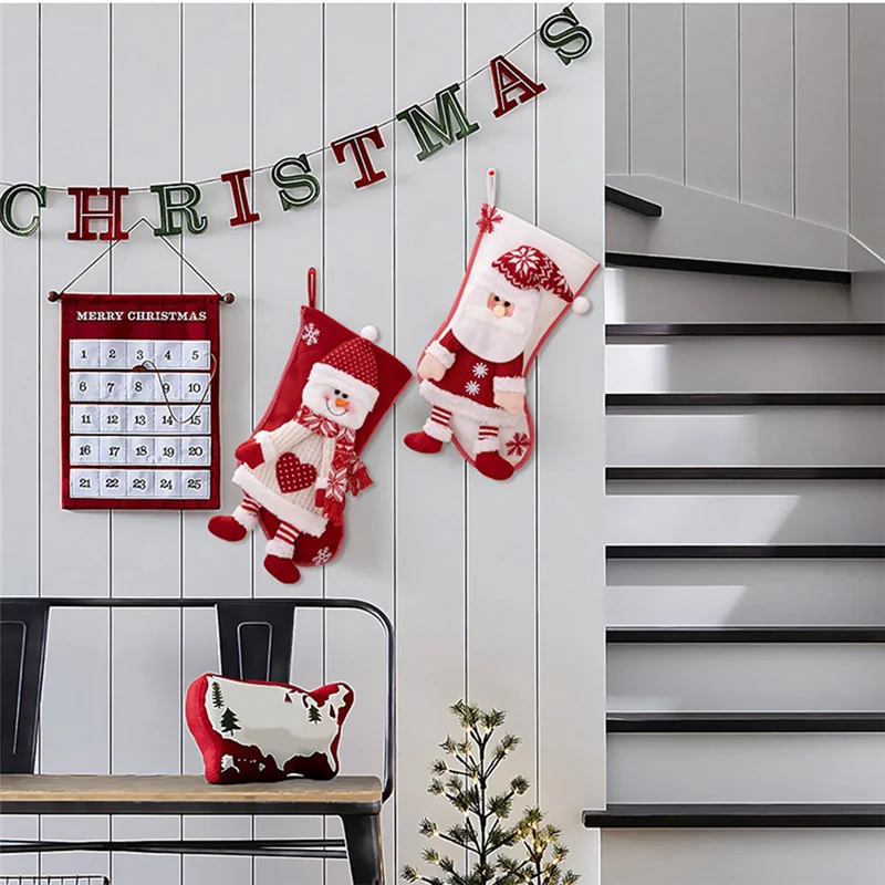 PZHI-Christmas Stockings Candy Socks Xmas Home Decor Gift Bags Christmas Tree Hanging Prnaments Easy Install Easy To Use