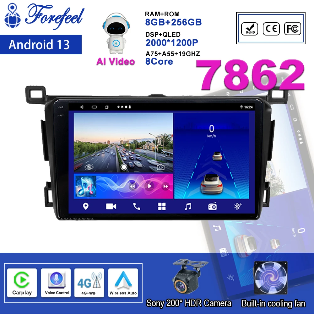 

Android 13 For Toyota RAV4 4 XA40 5 XA50 2012 - 2018 Multimedia Navigation GPS Video Autoradio Player Car Stereo Carplay 5G WIFI