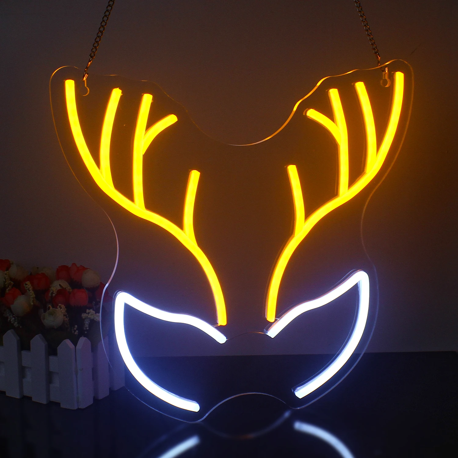 

Elk Horn Neon Led Sign Dimmable Christmas Room Decoration For Home Party Bedroom Bar Club Art USB Powered Neon Signs Wall Lamp