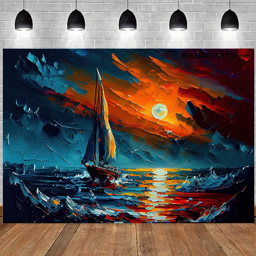 

1PC Abstract Boat Painting Modern Print Landscape Posters,Wall arts Decor, Home, Room Decor Canvas Prints Wall Paintings,No Fram