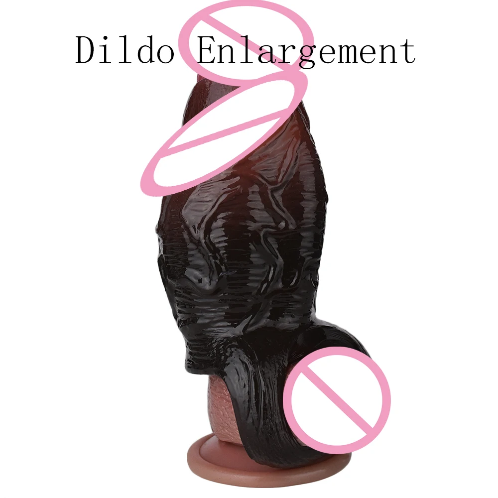 FRKO Black Big Cock Sheath Penis Sleeve Dildo Enlargement Realistic Soft Silicone Sex Toys For Men Adult Supplies Sexshop