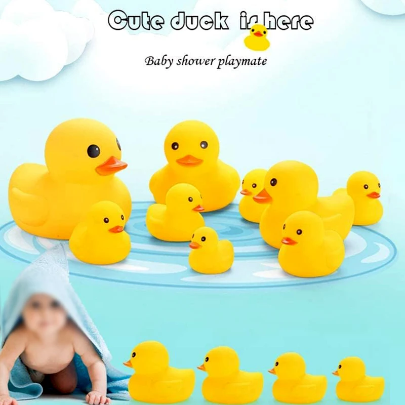 Bath Duck Toys 5 Pcs Rubber Duck Family Squeak & Float Ducks Baby Shower Toy for Toddlers Boys Girls