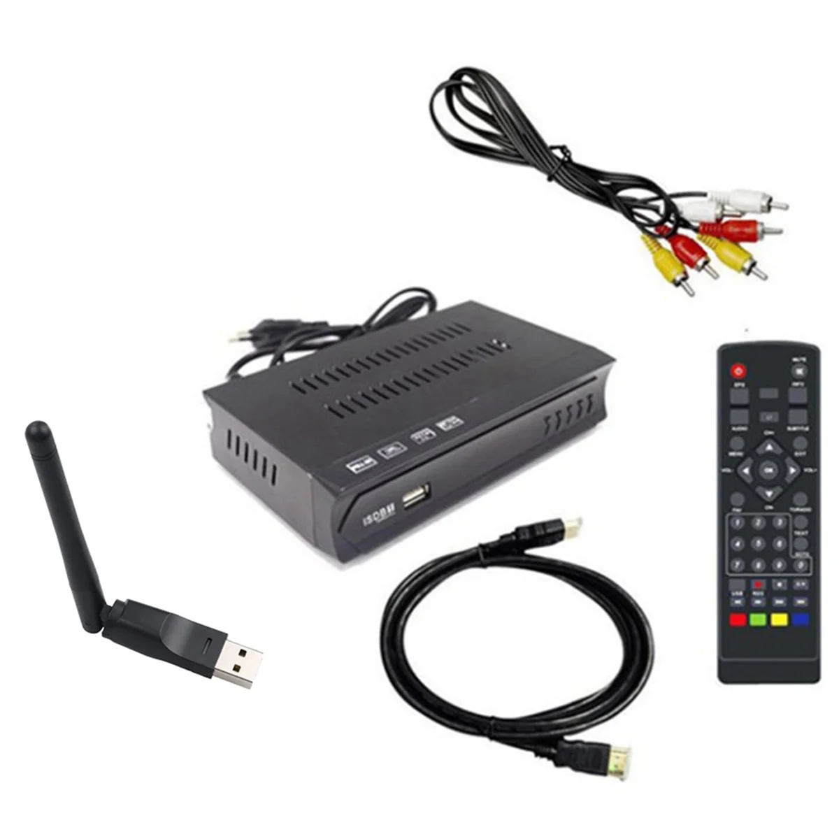 A23K-ISDB-T 1080P HD Set Top Box Terrestrial Digital Video Broadcasting TV Receiver with Cable for Brazil/Chile B EU Plug