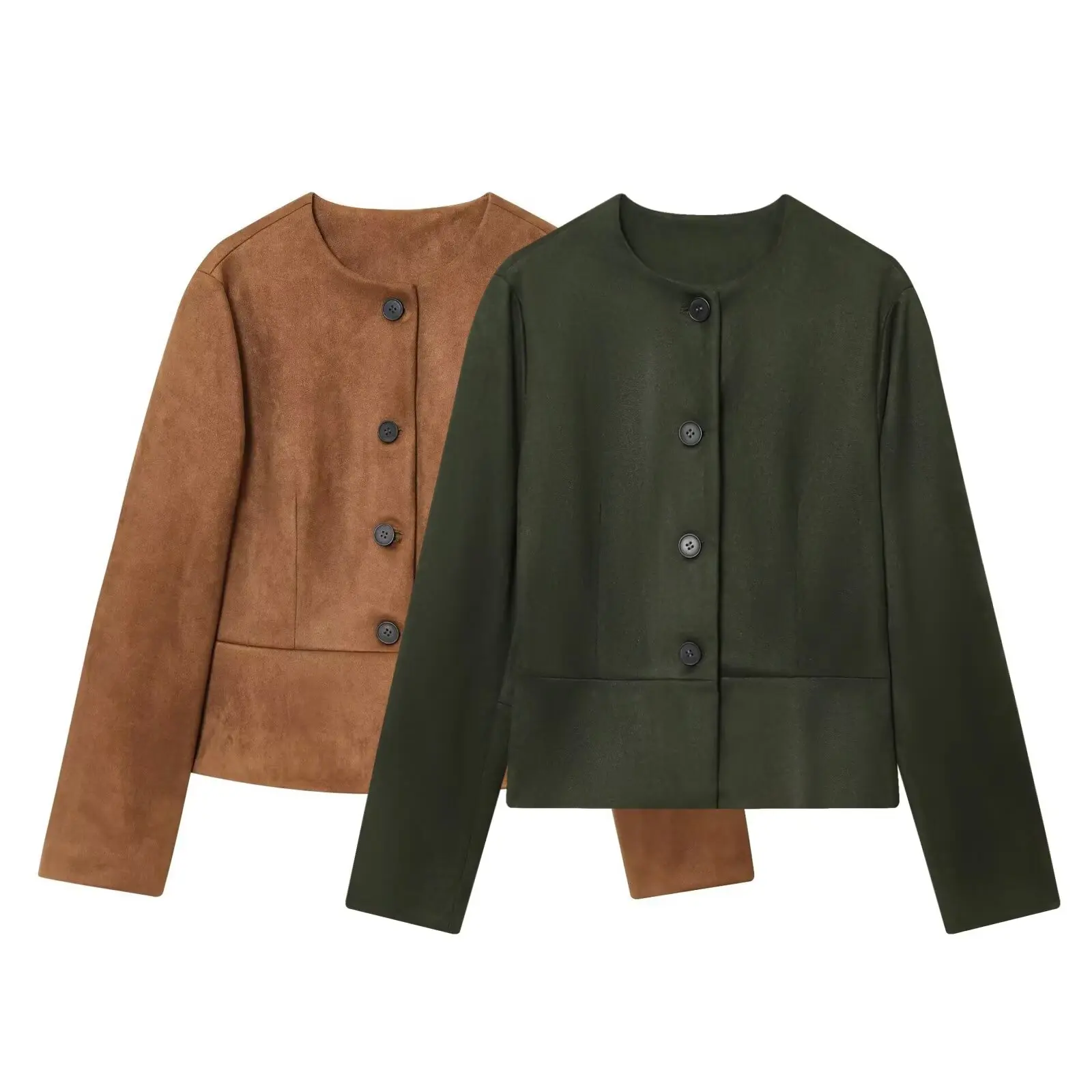 

Faionable Versatile Anti-Fur Jaet Outerwear Women's Slim Fit Long Sve round Ne Button up Warmth Polyester Fiber