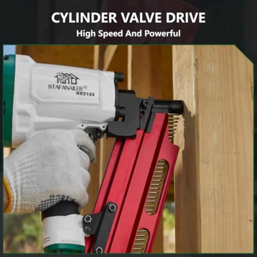 Pneumatyczna gwoździarka do ram NR2183, szybka, w stylu meksykańskim, 21 stopni, aluminiowa, do szybkiego montażu drewnianych domów.