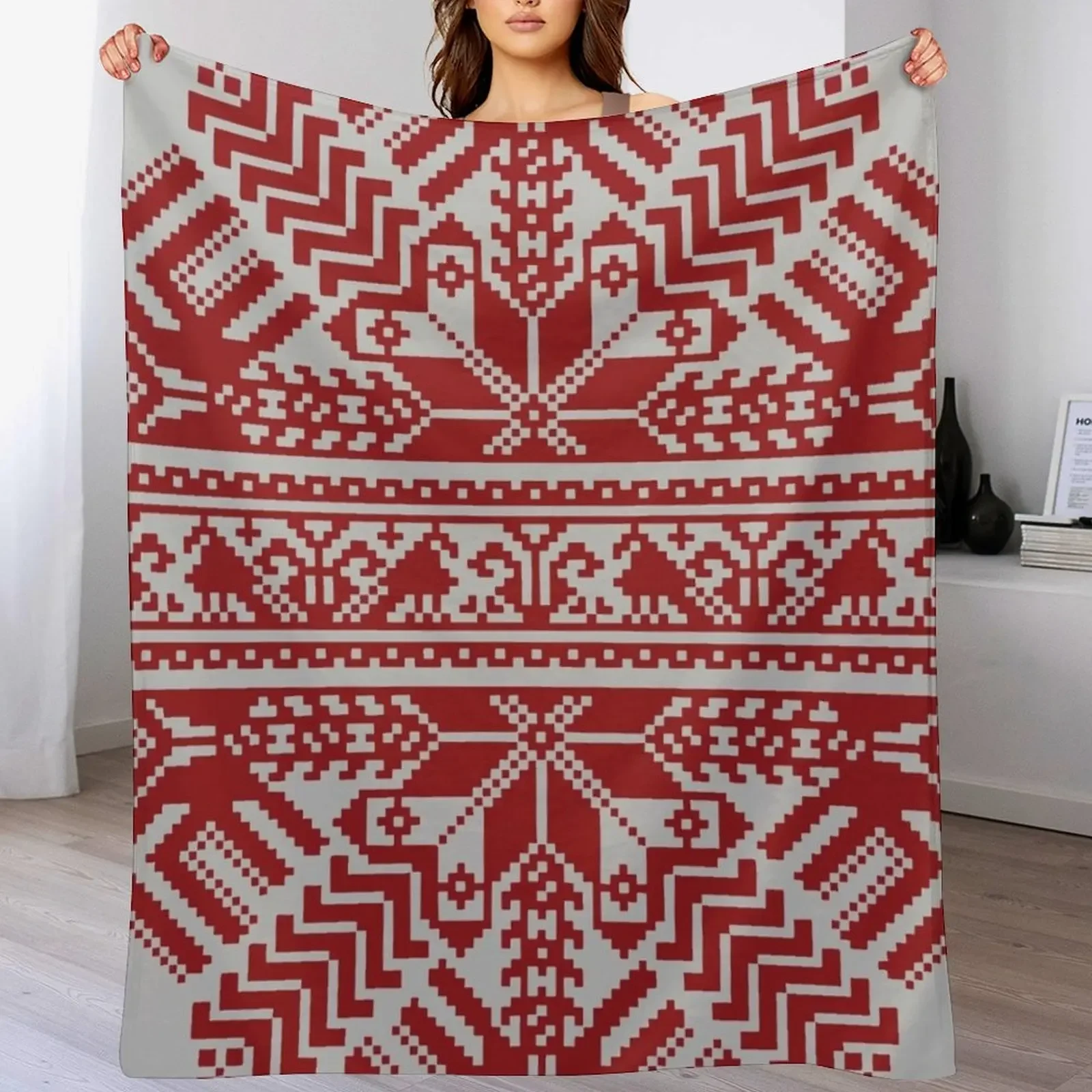 Baltic Traditional Ornament. Latvian Throw Blanket Soft Bedroom Blanket for Night Sleeping