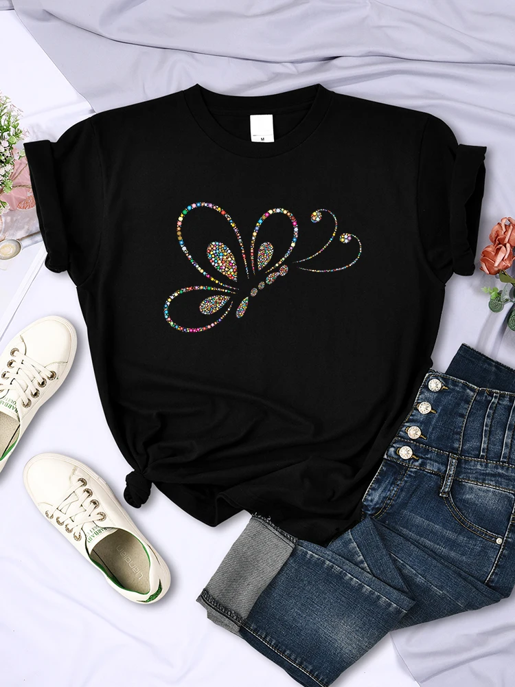 3D Stereo Color Butterfly Print T Shirts Female Fashion Brand  Tee Clothes Hip Hop Oversized T Shirts Casual Loose Women Tops