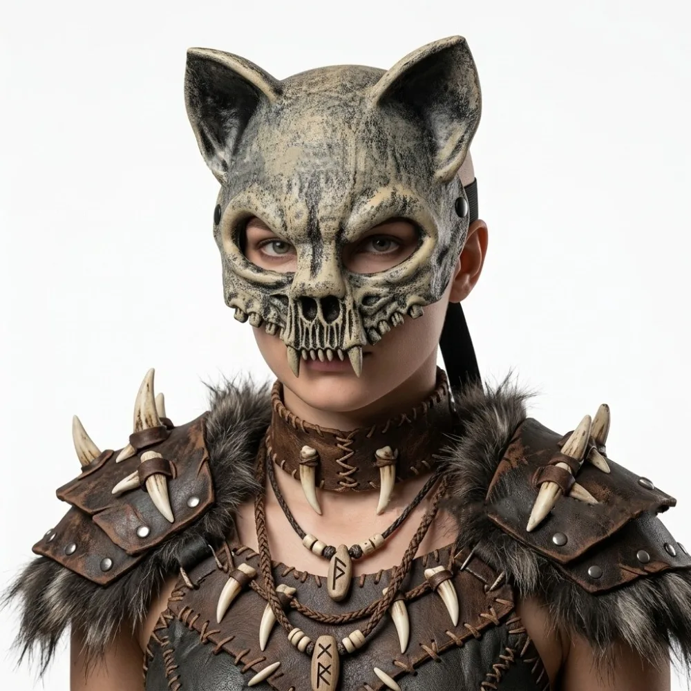 Skull Cat Mask Skeleton Full Face Animal Skull Mask Realistic Scary Head Mask for Masquerade Carnival Prom Cosplay Party Props
