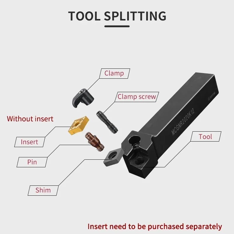 MCGNR2020 MCGNR2525 External Triangul Turning Tool Holder CNMG Carbide Inserts Lathe Cutting Tools Set