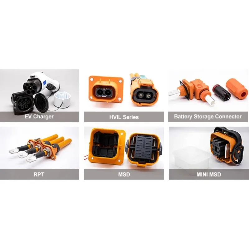 

IP67 Hybrid Connector 2 + 8 power + signal Pins Plastic Right Angle Plug 100A for 16mm2 Cable and Socket for E-Bike