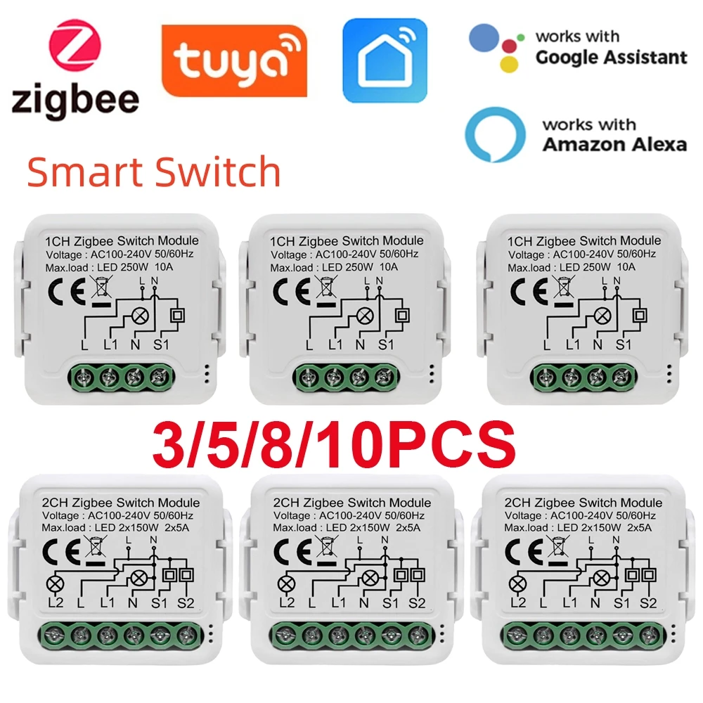 

Умный выключатель Tuya ZigBee 3,0, 10 а, с поддержкой Alexa и Google Home