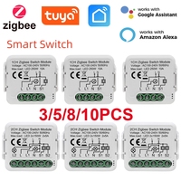 Tuya ZigBee 3.0 Smart Switch Module 10A Smart Home DIY Breaker 1 2 Gang Supports 2 Way Control Works With Alexa Google Home