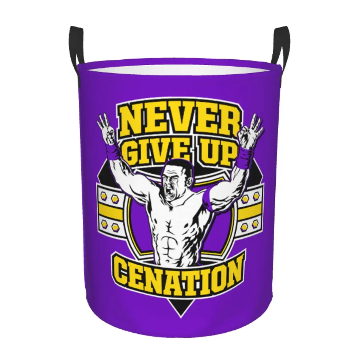 Custom WWE John Cena Laundry Basket Collapsible Never Give Up Clothes Hamper for Nursery Kids Toys Storage Bin