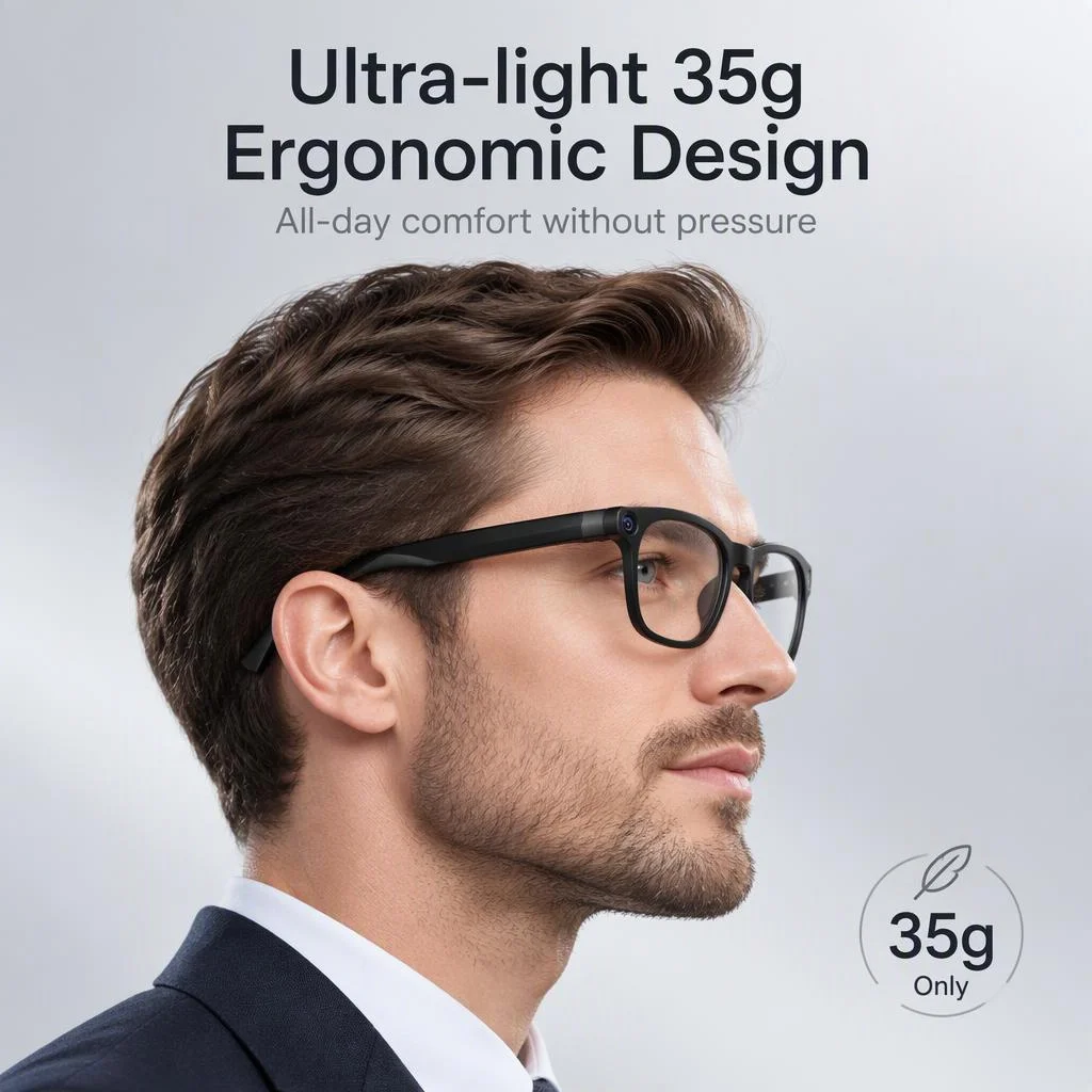 Smart AI Glasses ChatGPT 800W Camera Anti-shake Record Real-time Translation Call Music Touch Live Stream WiFi Reverse Charging