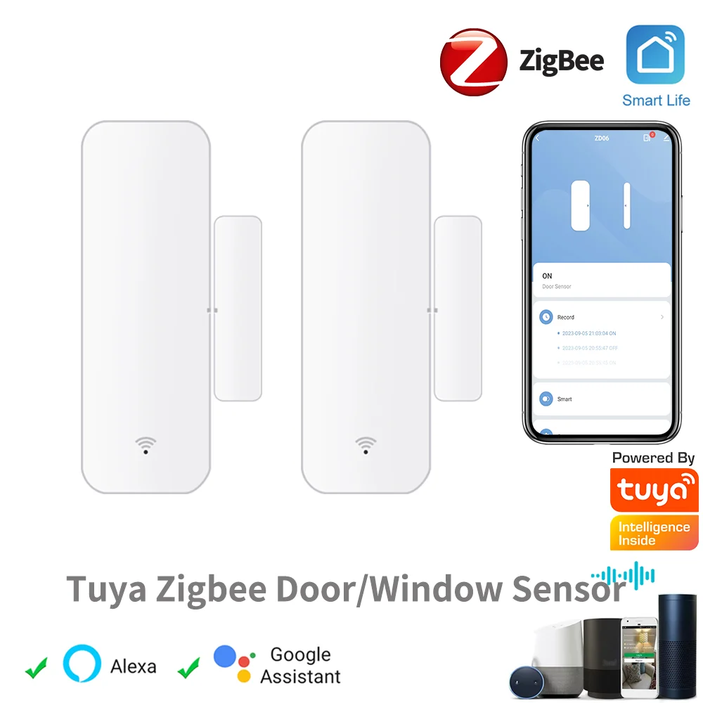 Zigbee WiFi Door Sensor Window Contact Open Close Tuya APP Remote Control Compatible With Alexa Google Assistant