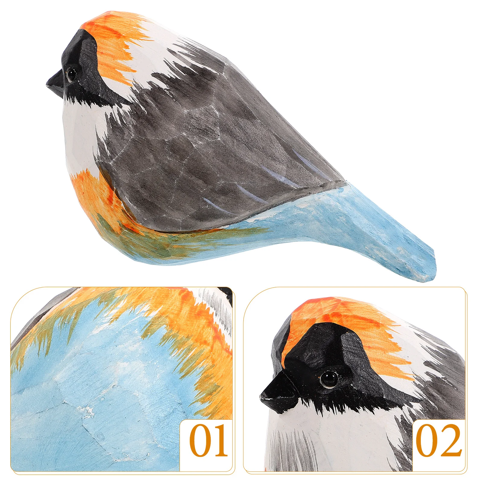 

Vintage Wood Carving Bird Ornaments Decoration Adorable Bird-shaped Animal The Birds Statues