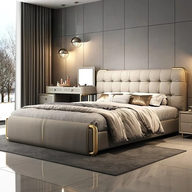 150x200cm Luxury Modern Adult Bedroom Furniture Complete Set Super King Frame Lit De Camping Pliable Size Bed Frames Home Nordic