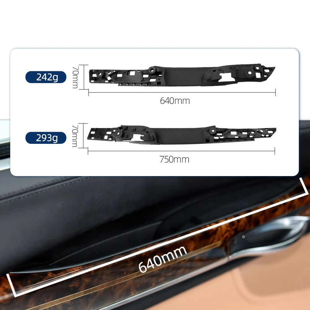 الباب الأمامي الداخلي مقبض داخلي سحب مسند الذراع الناقل الأسود لسيارات BMW 7 Series F01 F02 51419160851 أسود أمامي خلفي #1