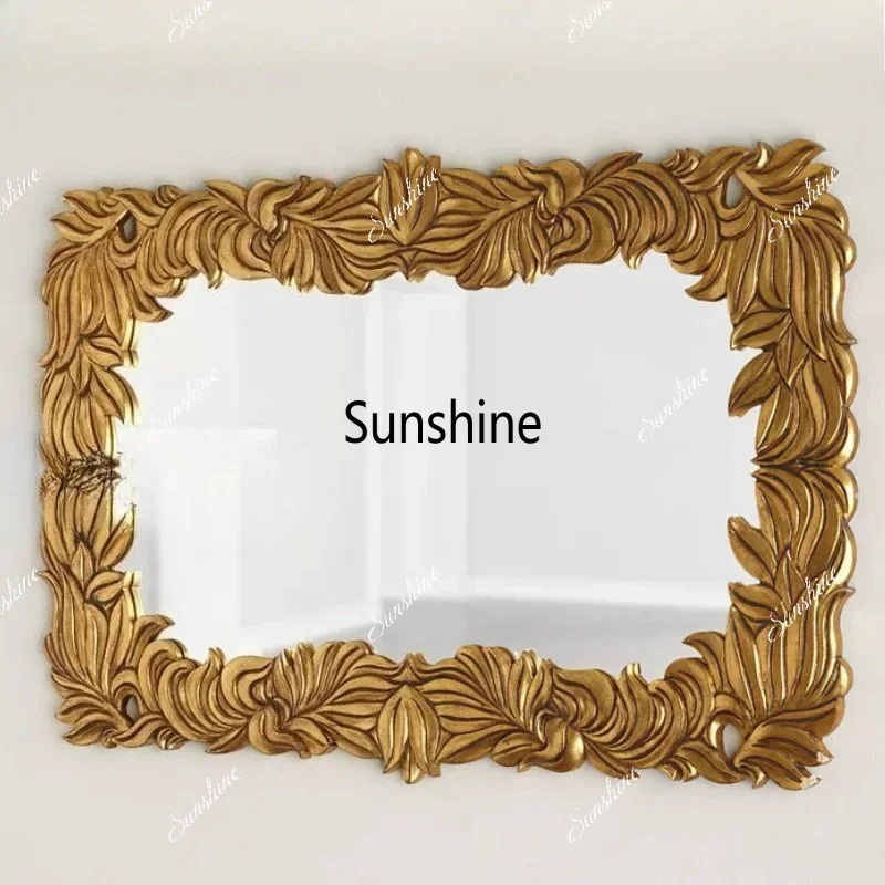 European luxury bathroom mirror square carved bathroom mirror porch decorative mirrorTJ